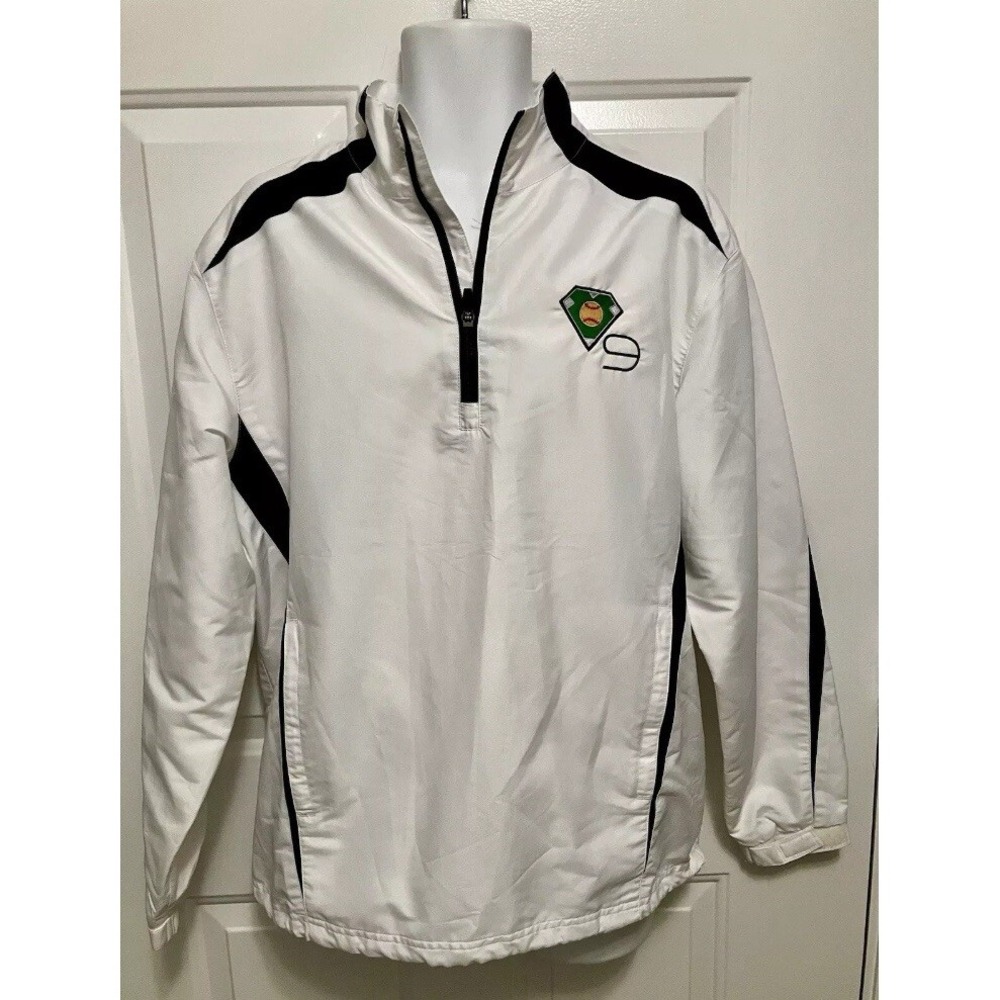 X Grain Diamond 9 Men's White Small Windbreaker Shirt 1/4 Zip Jacket Golf Tennis